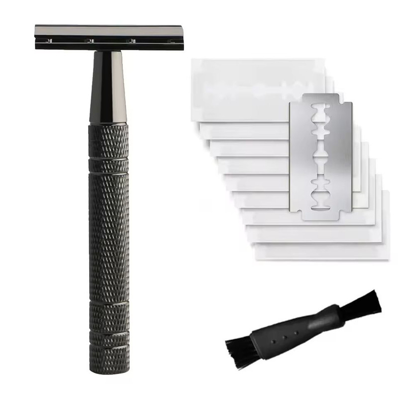 Womens Reusable Double Edge Safety Razor Set With 10 Blades 1
