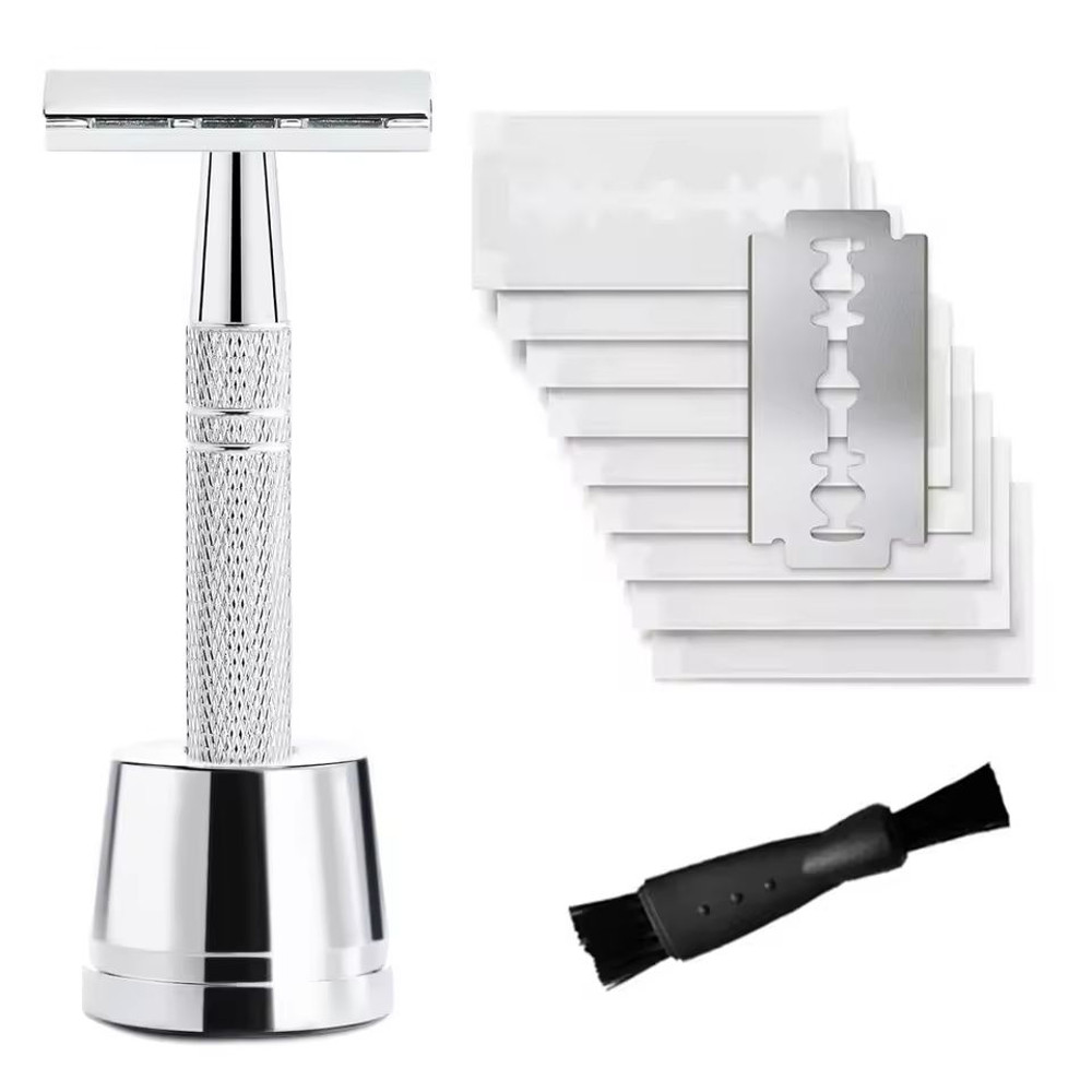 Womens Reusable Double Edge Safety Razor Set With 10 Blades 2
