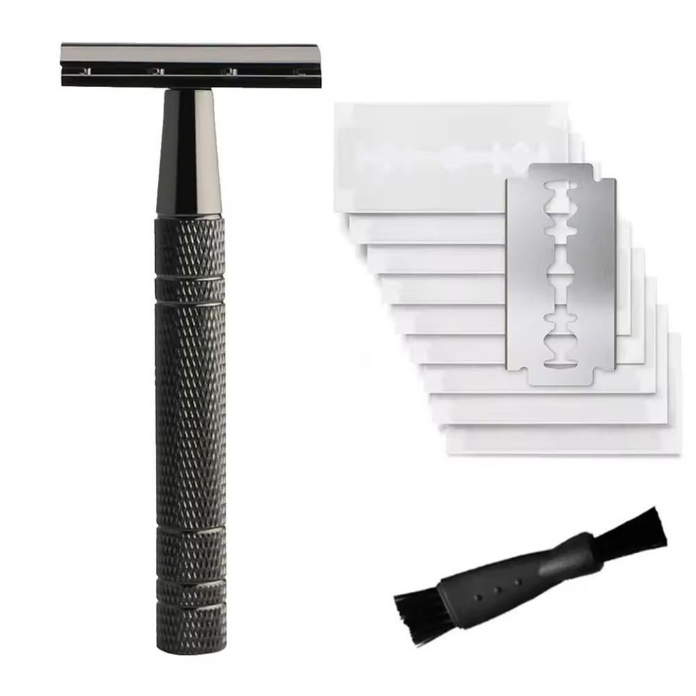 Womens Reusable Double Edge Safety Razor Set With 10 Blades 13