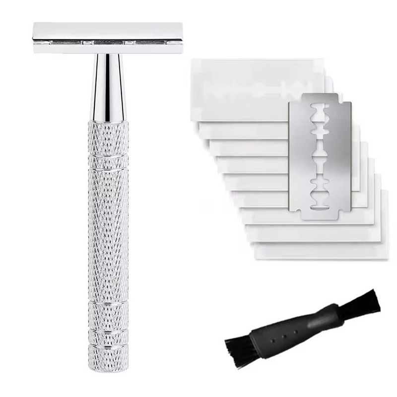 Womens Reusable Double Edge Safety Razor Set With 10 Blades 16