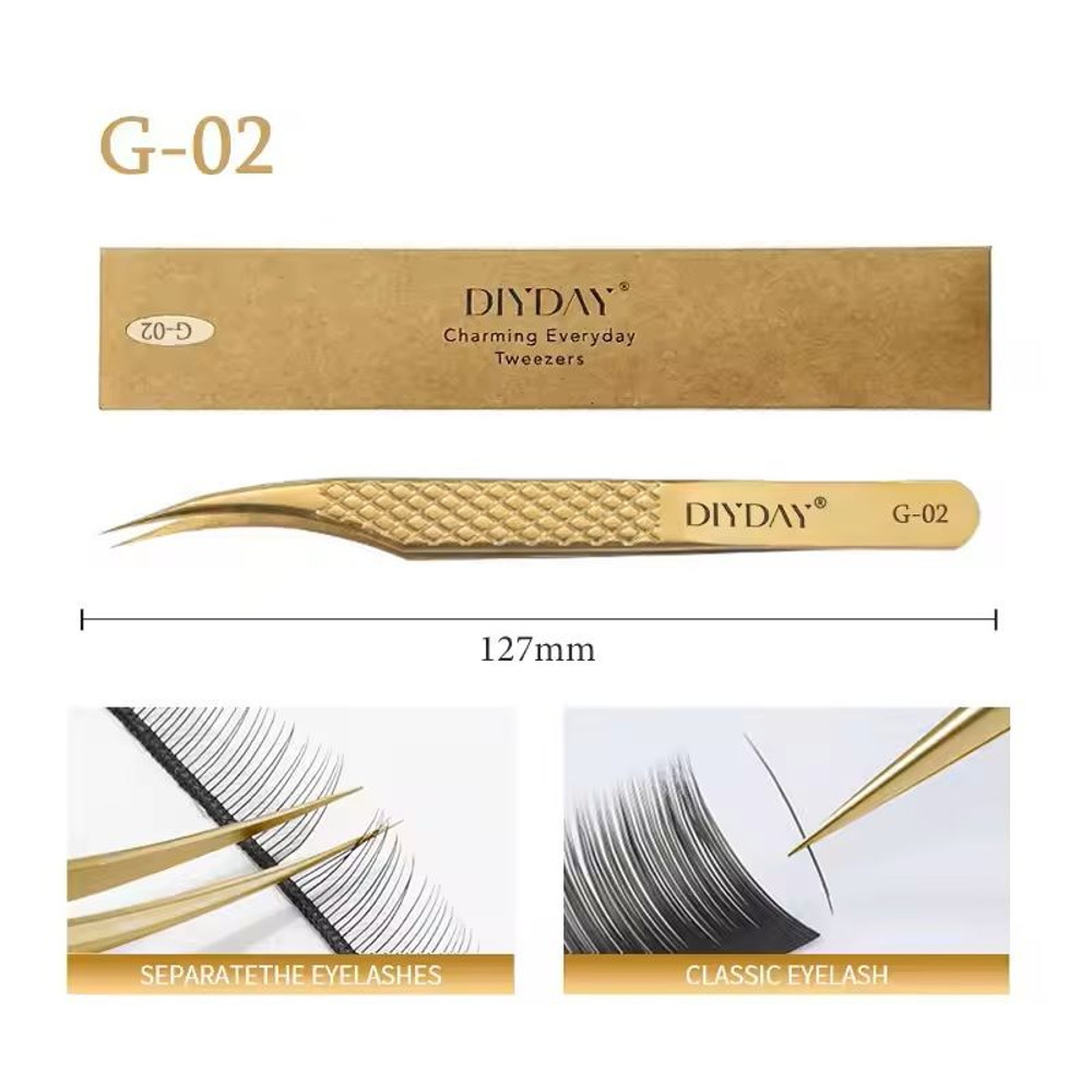 Reusable Stainless Steel Eyelash Extension Tweezers With Fiber Tip 10