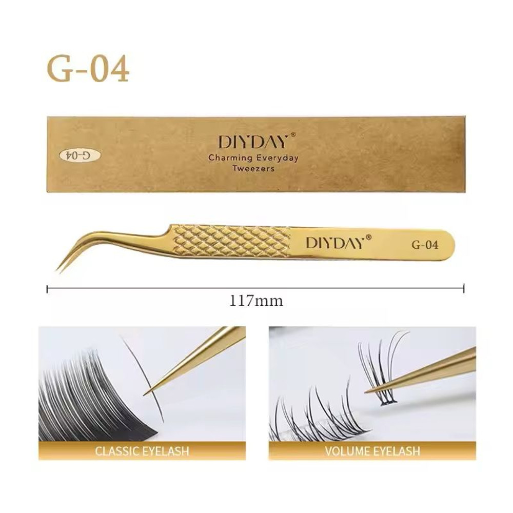 Reusable Stainless Steel Eyelash Extension Tweezers With Fiber Tip 16