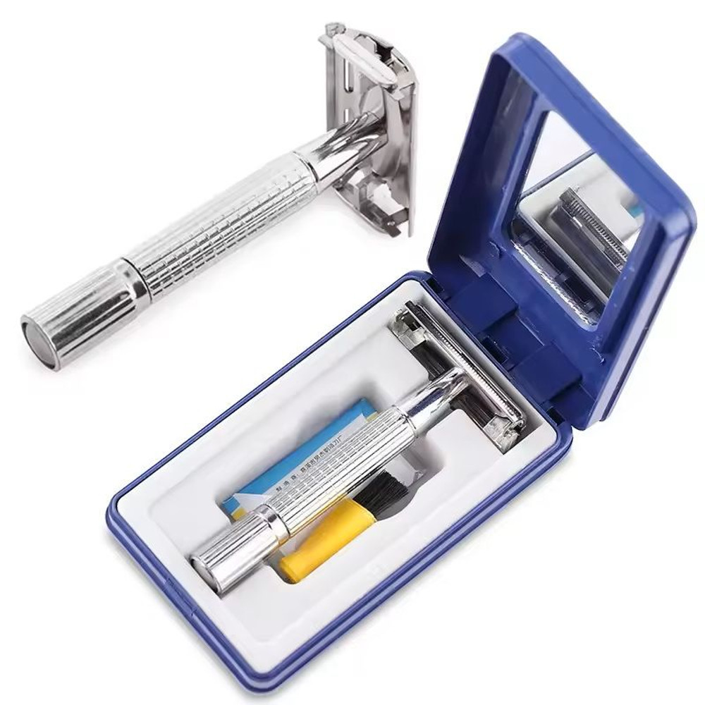 Folding Double Edge Safety Razor For Men With 10 Stainless Steel Blades 3