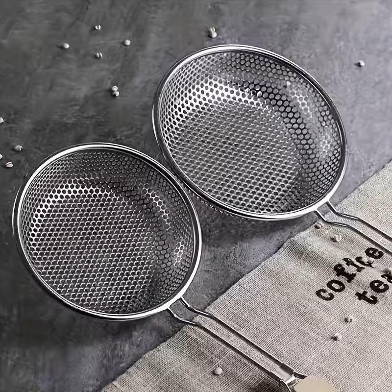 Stainless Steel FineMesh Skimmer Spoon With Wooden Handle For Pasta Grease Straining 3