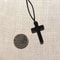 Handmade Ebony Crucifix Pendant Necklace With Braided Rope 0