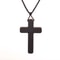 Handmade Ebony Crucifix Pendant Necklace With Braided Rope 3