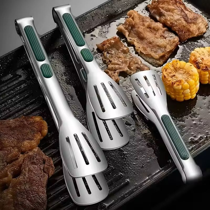 GripPro NonSlip Stainless Steel Food Barbecue Tongs MultiPurpose Kitchen Clip 5