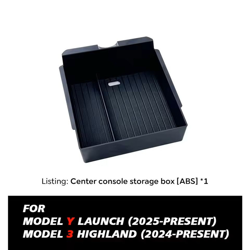MaxStore Console Armrest Storage Box For Tesla Model Y 2025 Juniper ABS Organizer With Silicone A 2