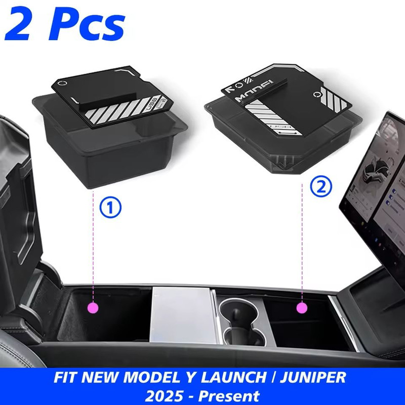 MaxStore Console Armrest Storage Box For Tesla Model Y 2025 Juniper ABS Organizer With Silicone A 13