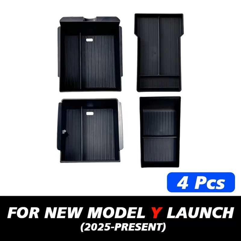 MaxStore Console Armrest Storage Box For Tesla Model Y 2025 Juniper ABS Organizer With Silicone A 21