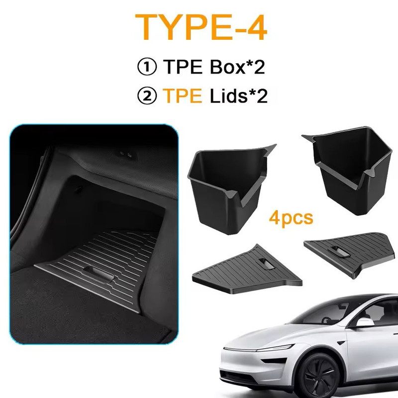 JuniperFit Trunk Organizer Side Storage Box With Flocked TPE Mat For Tesla Model Y 20202025 5