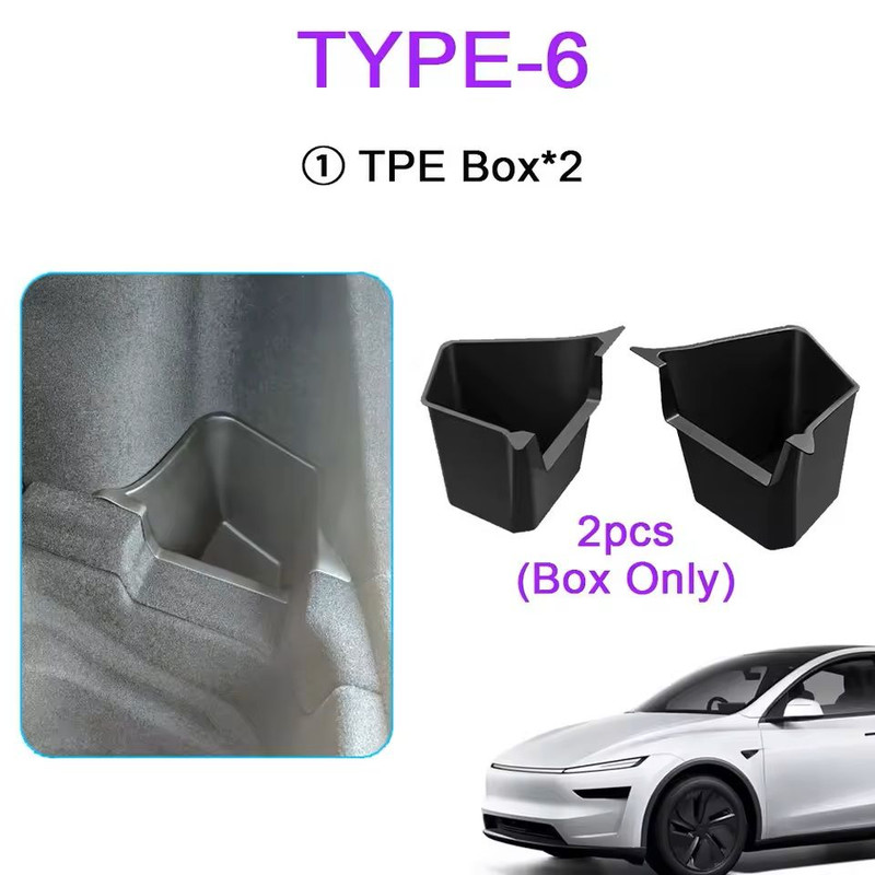 JuniperFit Trunk Organizer Side Storage Box With Flocked TPE Mat For Tesla Model Y 20202025 9