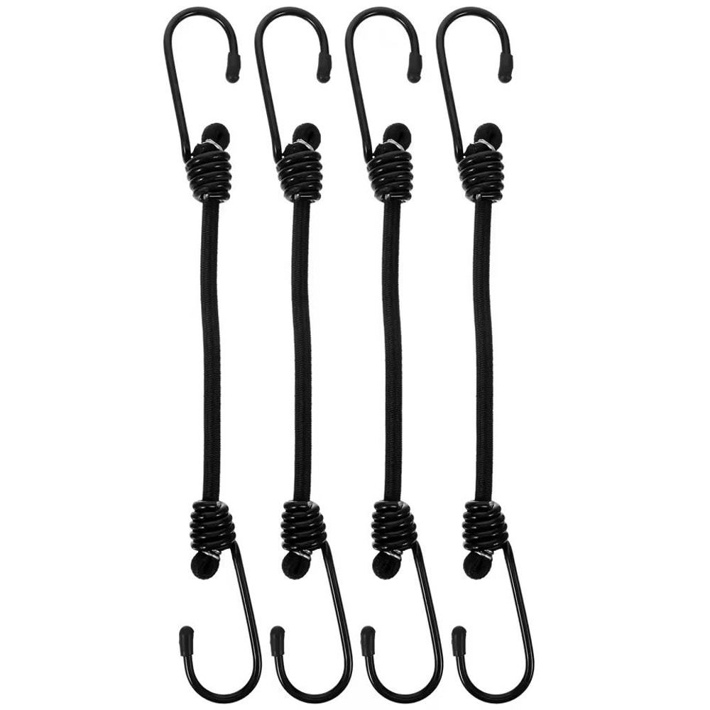 HeavyDuty Elastic Bungee Cord Set With Rubber Hooks 4 Pack 0