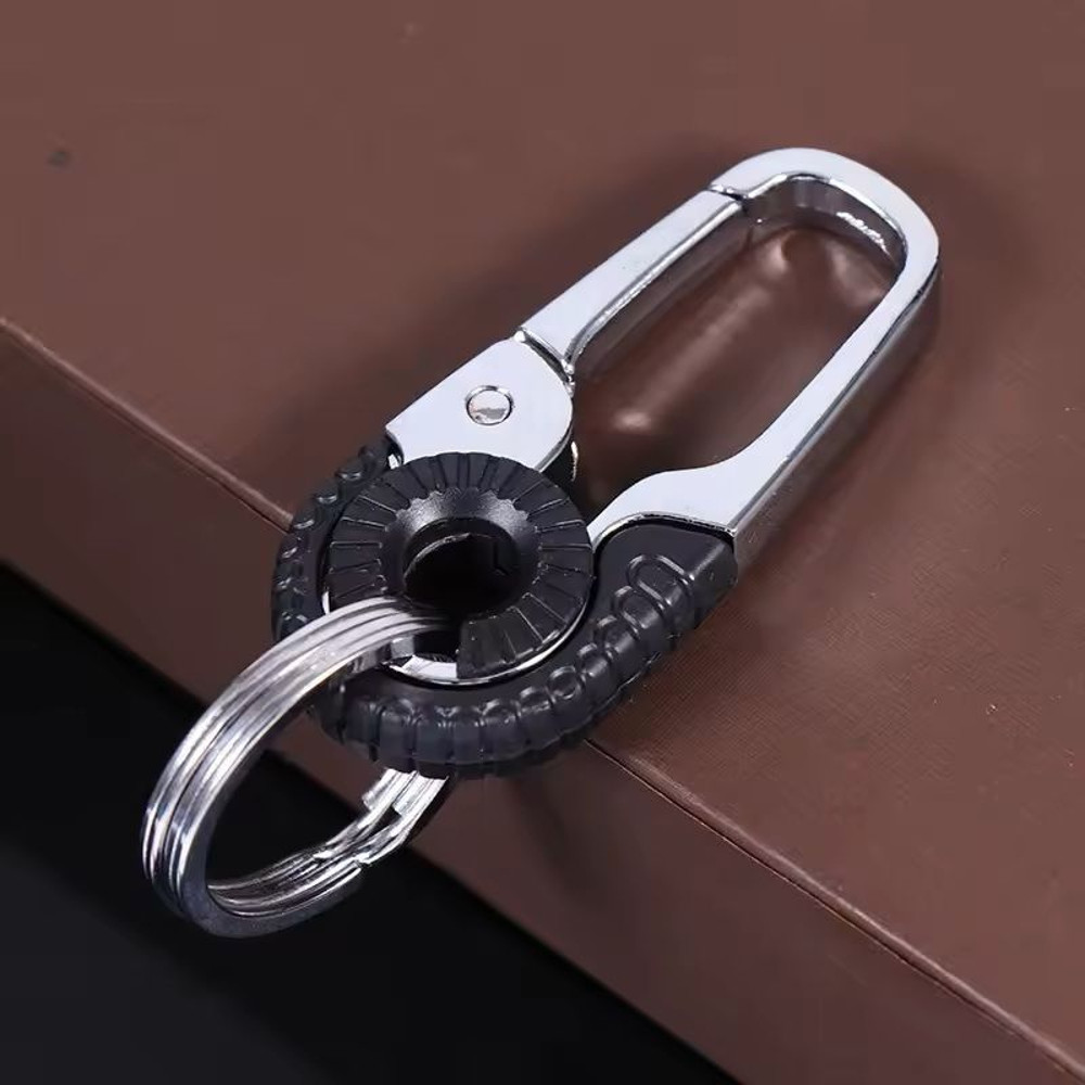Stainless Steel Carabiner Keychain With Double Key Rings 0