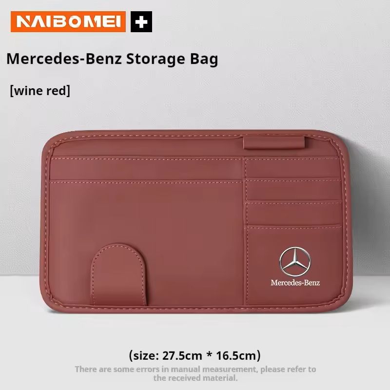 PU Leather Sun Visor Organizer With Glasses Clip Card Storage Fits MercedesBenz AMGACEGLKGLCVito 3