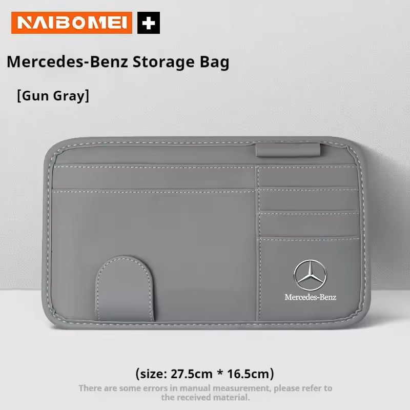 PU Leather Sun Visor Organizer With Glasses Clip Card Storage Fits MercedesBenz AMGACEGLKGLCVito 6