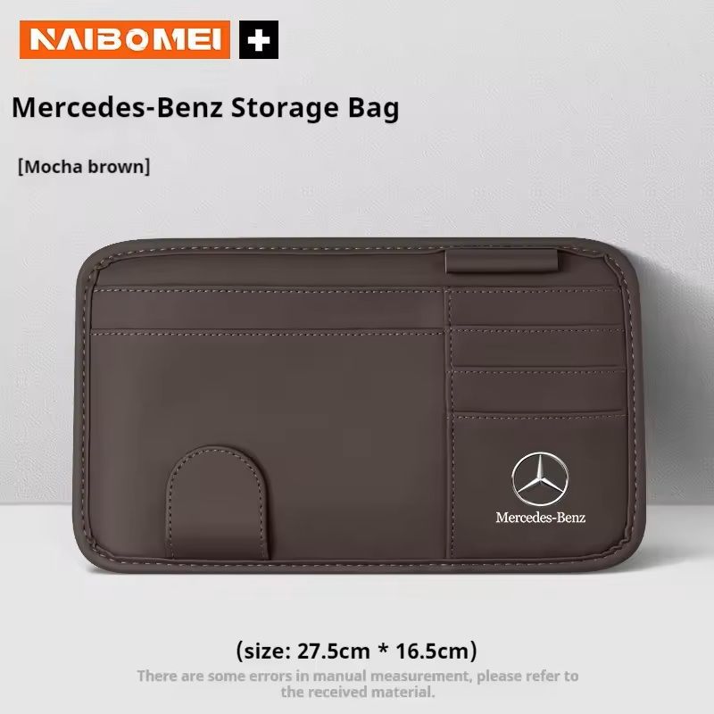PU Leather Sun Visor Organizer With Glasses Clip Card Storage Fits MercedesBenz AMGACEGLKGLCVito 7