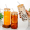 550 Ml Glass Travel Cup With Wooden Lid Straw Transparent Bubble Tea Cocktail Mug 3