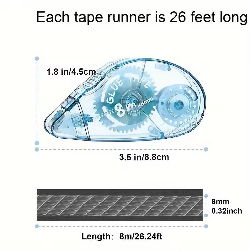 Precision DoubleSided Tape Roller Clean EasyApply Adhesive Runner For Crafts Scrapbooking 2