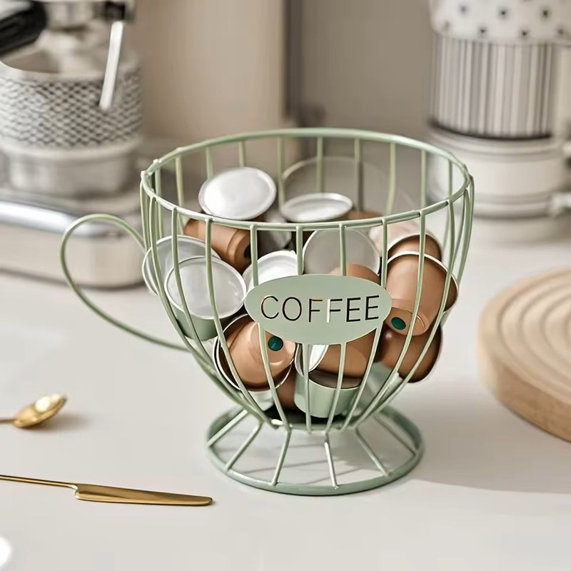 Metal Frame Coffee Capsule Storage Basket Premium Iron Base Organizer For Pods And Snacks 8