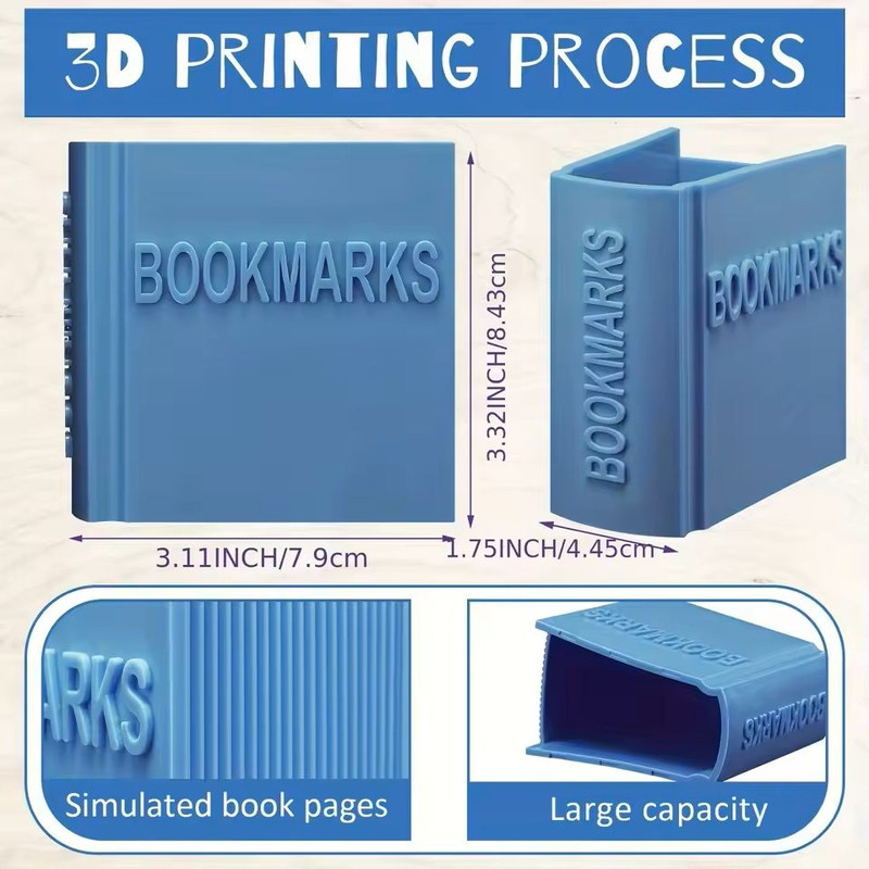 Book Shaped Bookmark Storage Box Multi Color Portable Organizer For Students And Office Desk 7