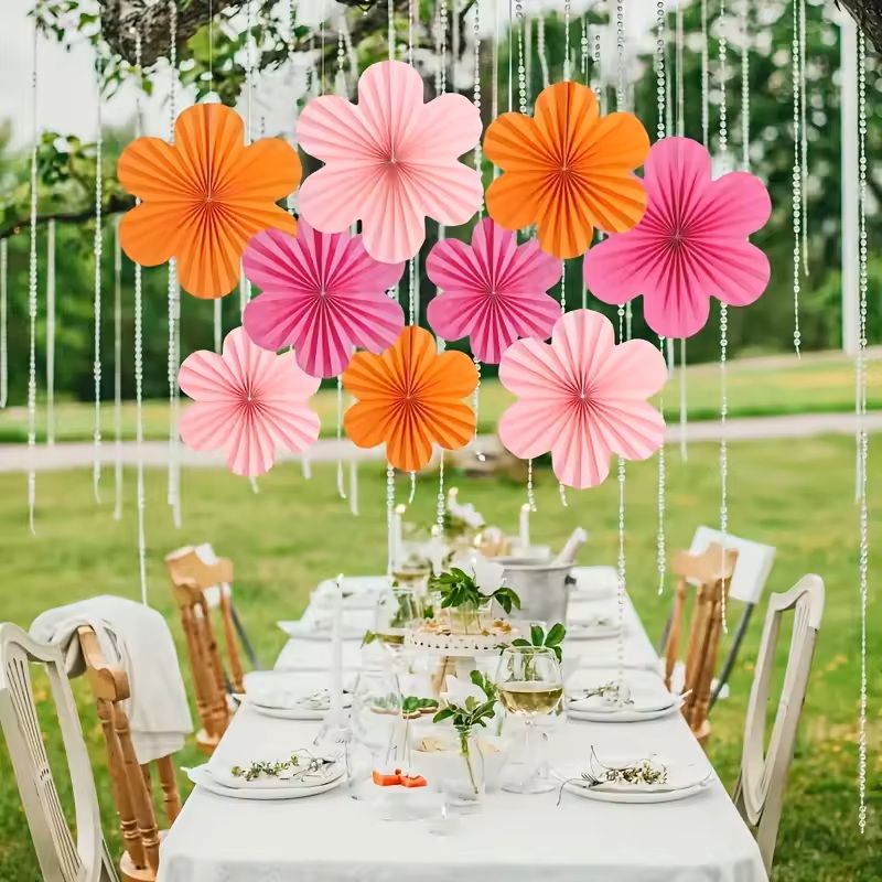 Floral Paper Flower Hanging Decorations Romantic Holiday Decor For Valentines Day Mothers Day Outd 0