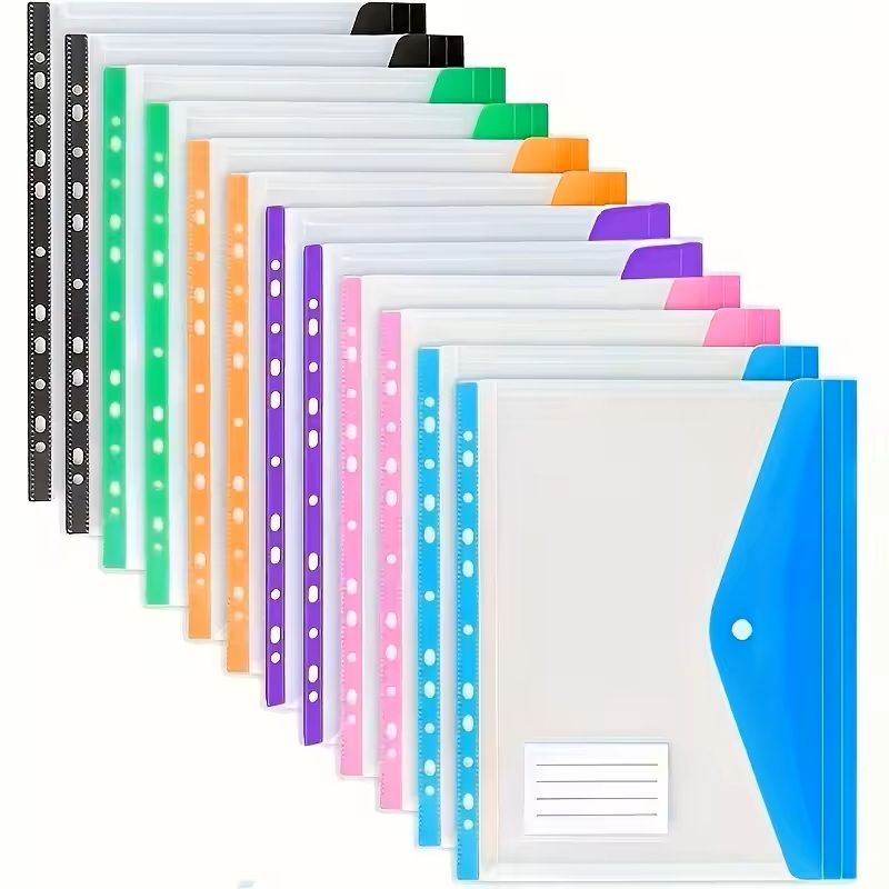 A4 LargeCapacity Expandable File Pocket LooseLeaf Button Folder With Label Tabs For School Home Of 1