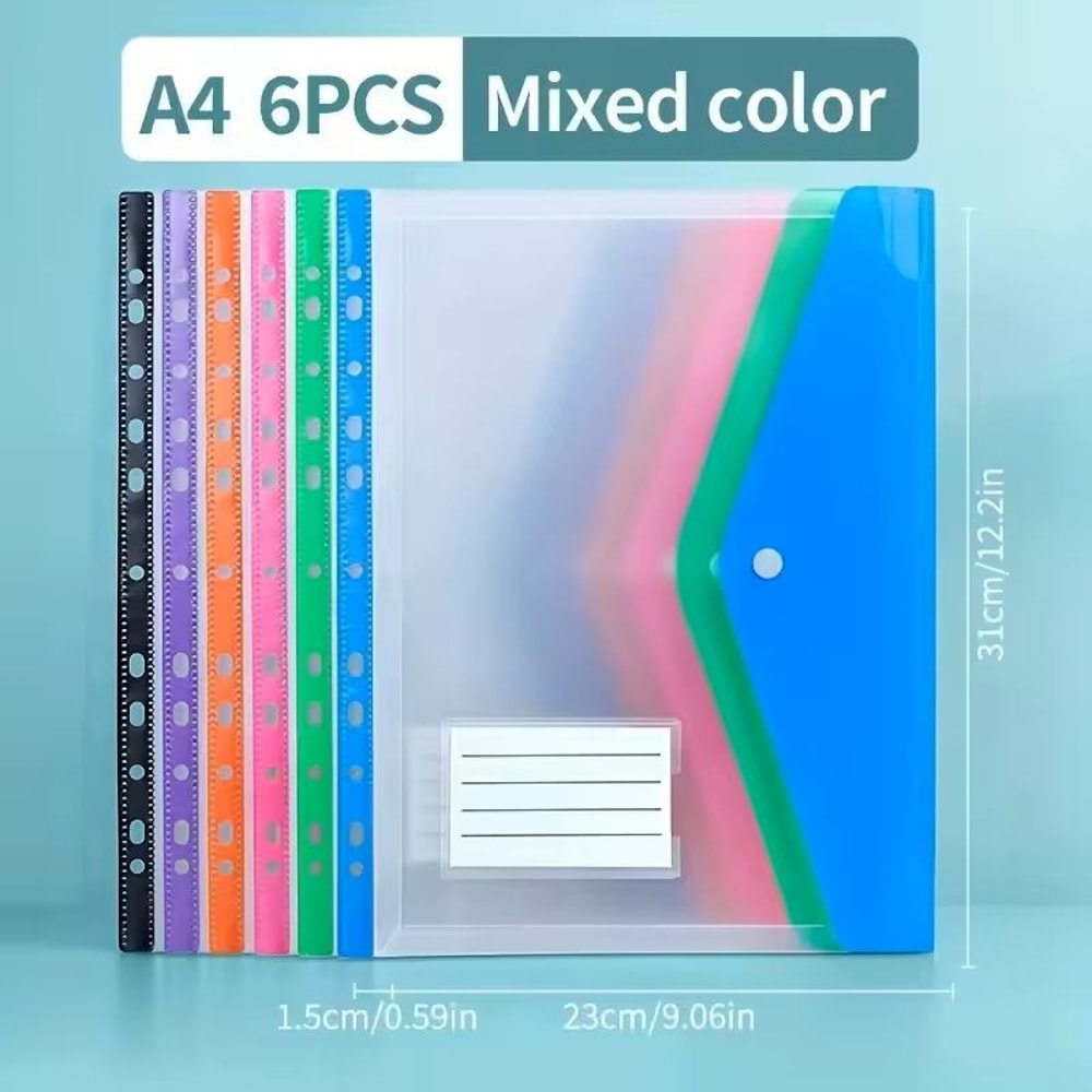 A4 LargeCapacity Expandable File Pocket LooseLeaf Button Folder With Label Tabs For School Home Of 2