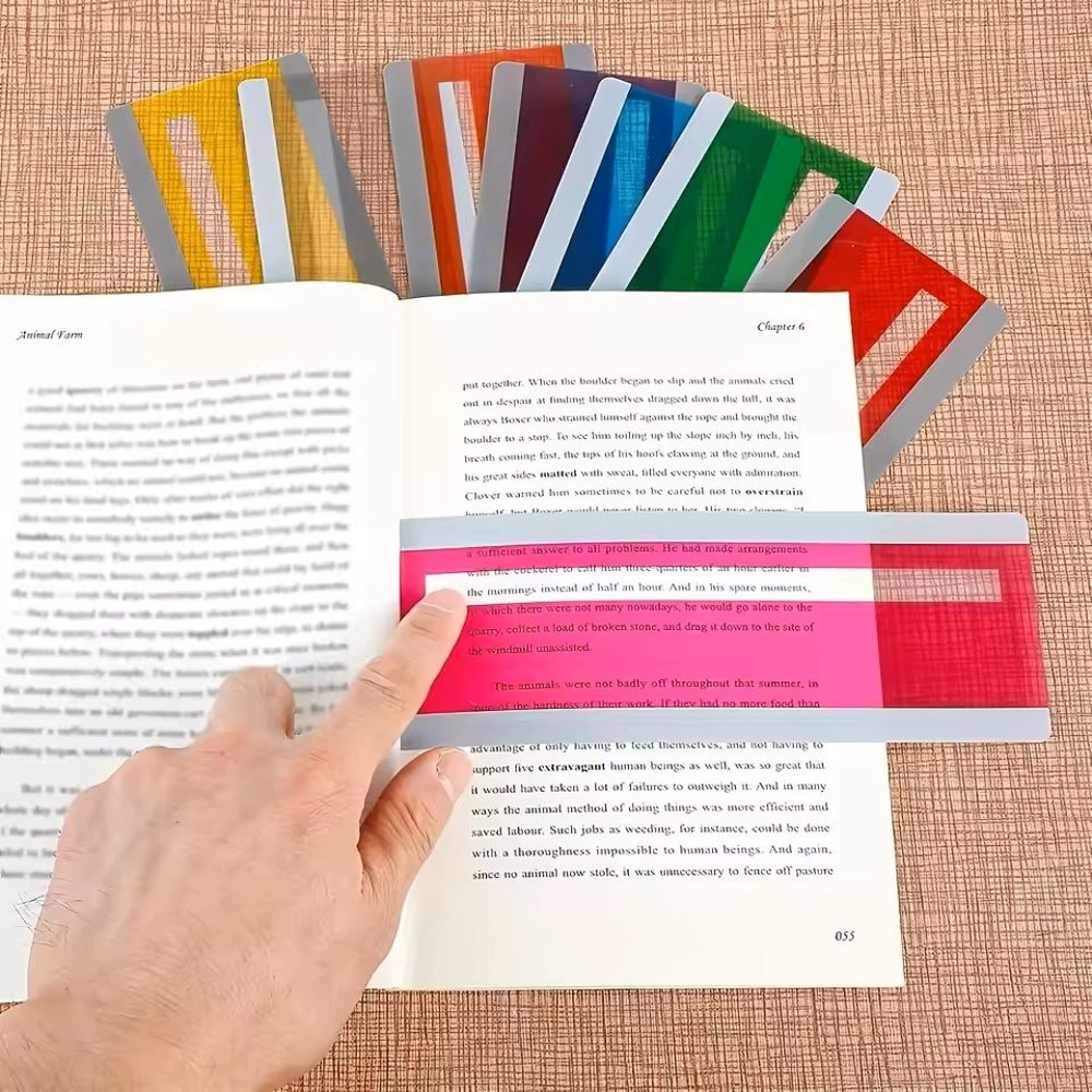 8 Piece Reading Guide Set Color Overlay Strips Line Tracker Bookmark Teacher Assistance Tool For R 3