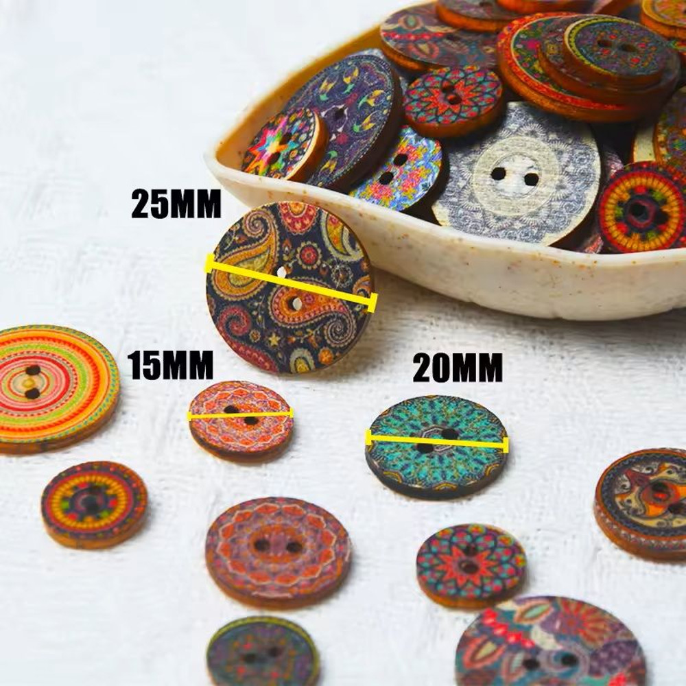 50 Pcs Retro Wooden 2Hole Buttons Handwork Sewing Buttons For Scrapbook Clothing DIY Crafts 1