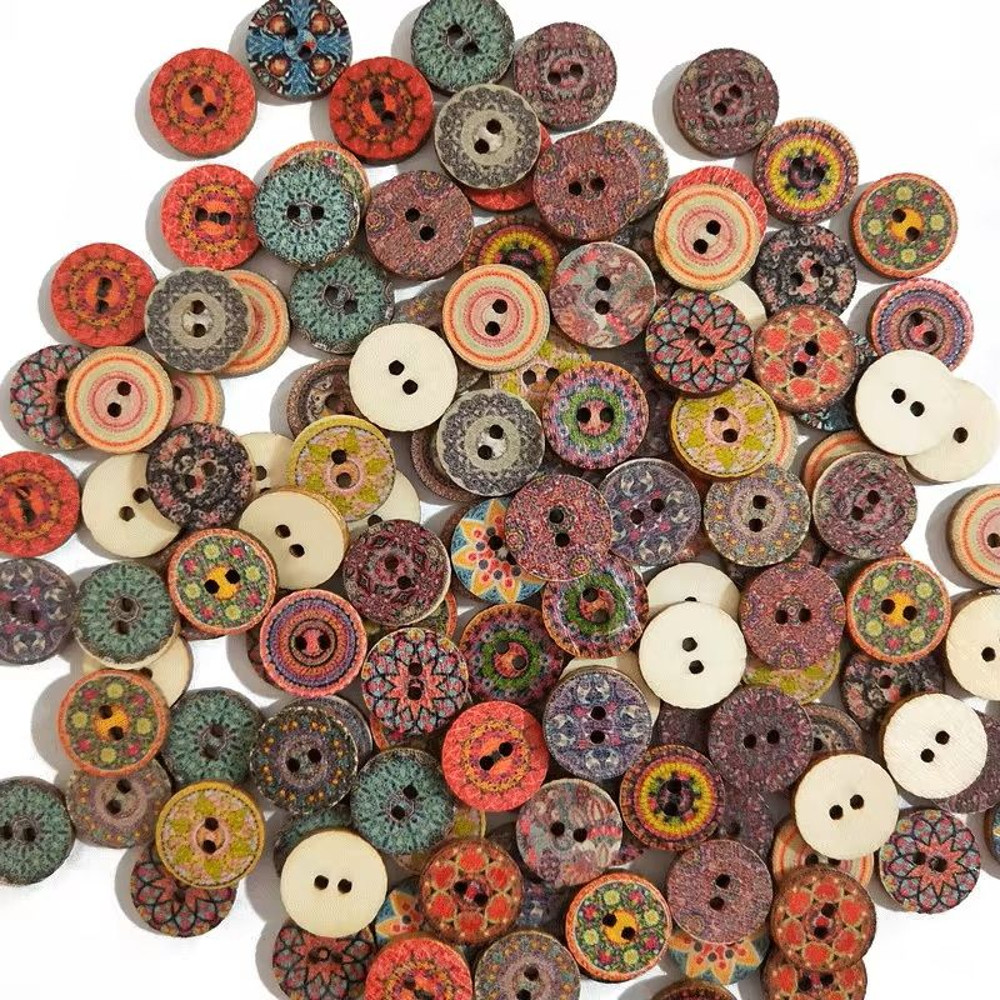50 Pcs Retro Wooden 2Hole Buttons Handwork Sewing Buttons For Scrapbook Clothing DIY Crafts 2