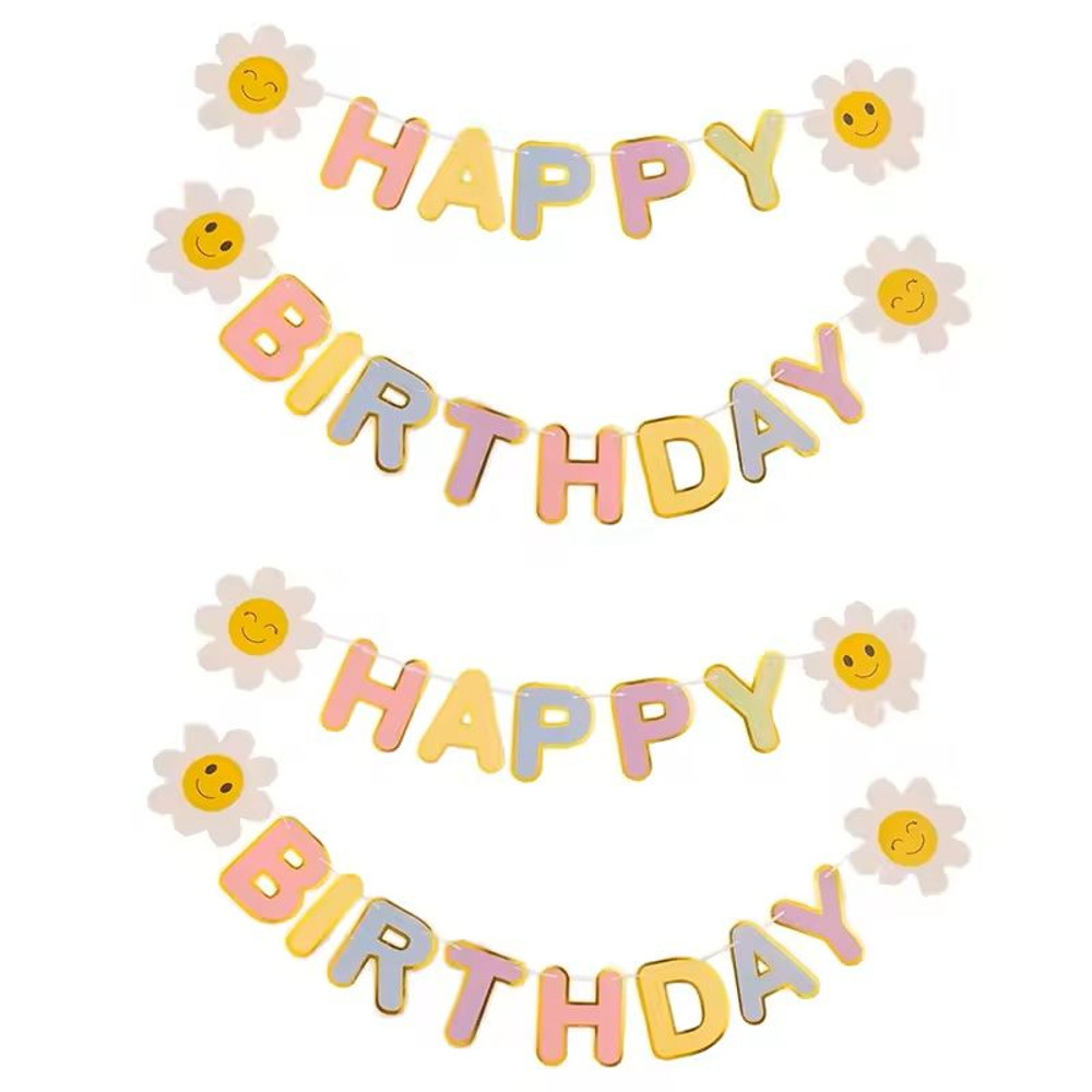 Birthday Flag Party Banner Flower Garland Kids Room Birthday Decoration 0