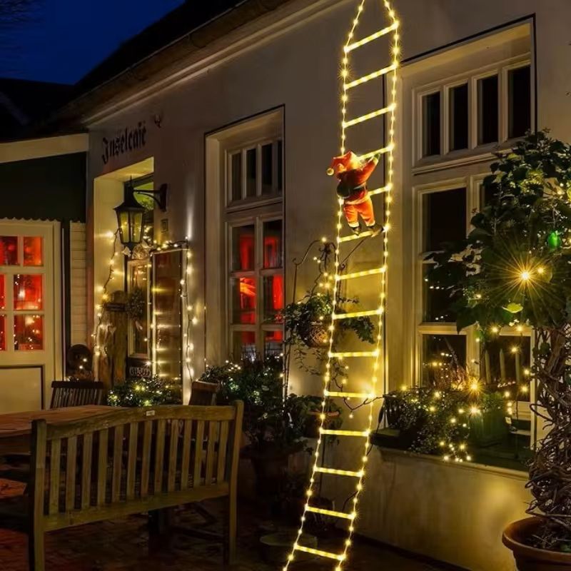 LED Christmas Ladder Lamp With Climbing Santa Claus Fairy Light Decoration For Home Outdoor Holid 4