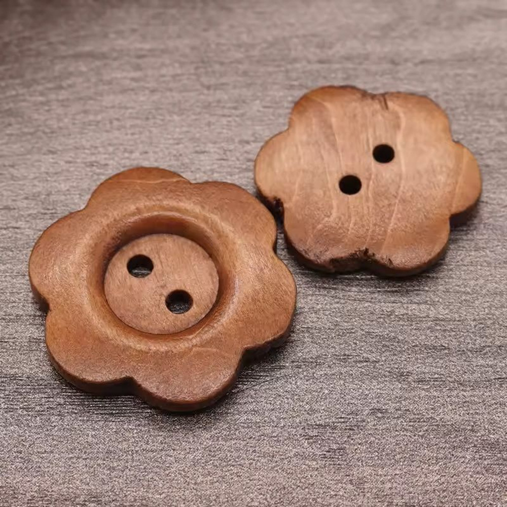 50 Pcs Wooden Vintage Buttons DIY 2Hole Sewing Buttons For Crafts Clothing Handmade Decorations 3
