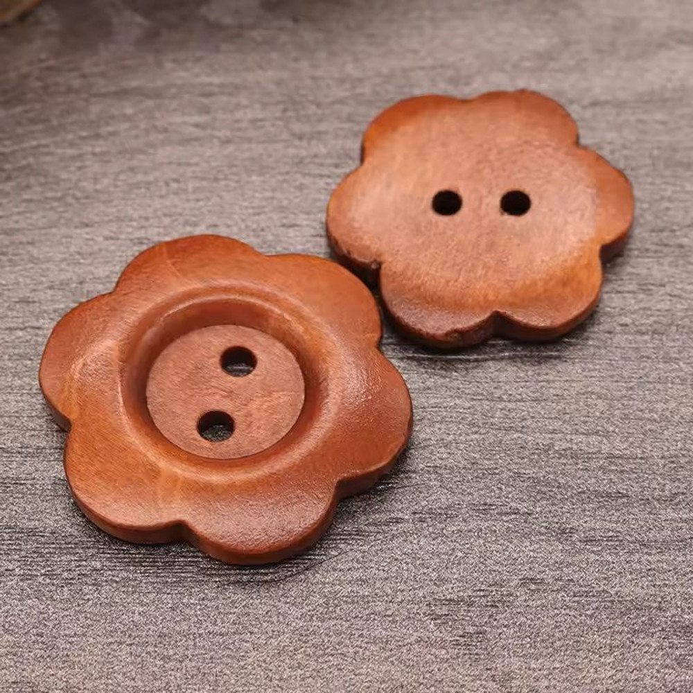 50 Pcs Wooden Vintage Buttons DIY 2Hole Sewing Buttons For Crafts Clothing Handmade Decorations 4