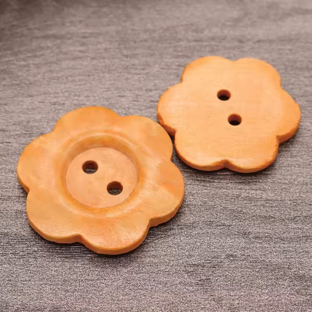 50 Pcs Wooden Vintage Buttons DIY 2Hole Sewing Buttons For Crafts Clothing Handmade Decorations 6