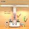 LED Foldable Desk Lamp USB Rechargeable Dimmable Table Lamp With Clock 2Head 180 Rotation EyeProt 4