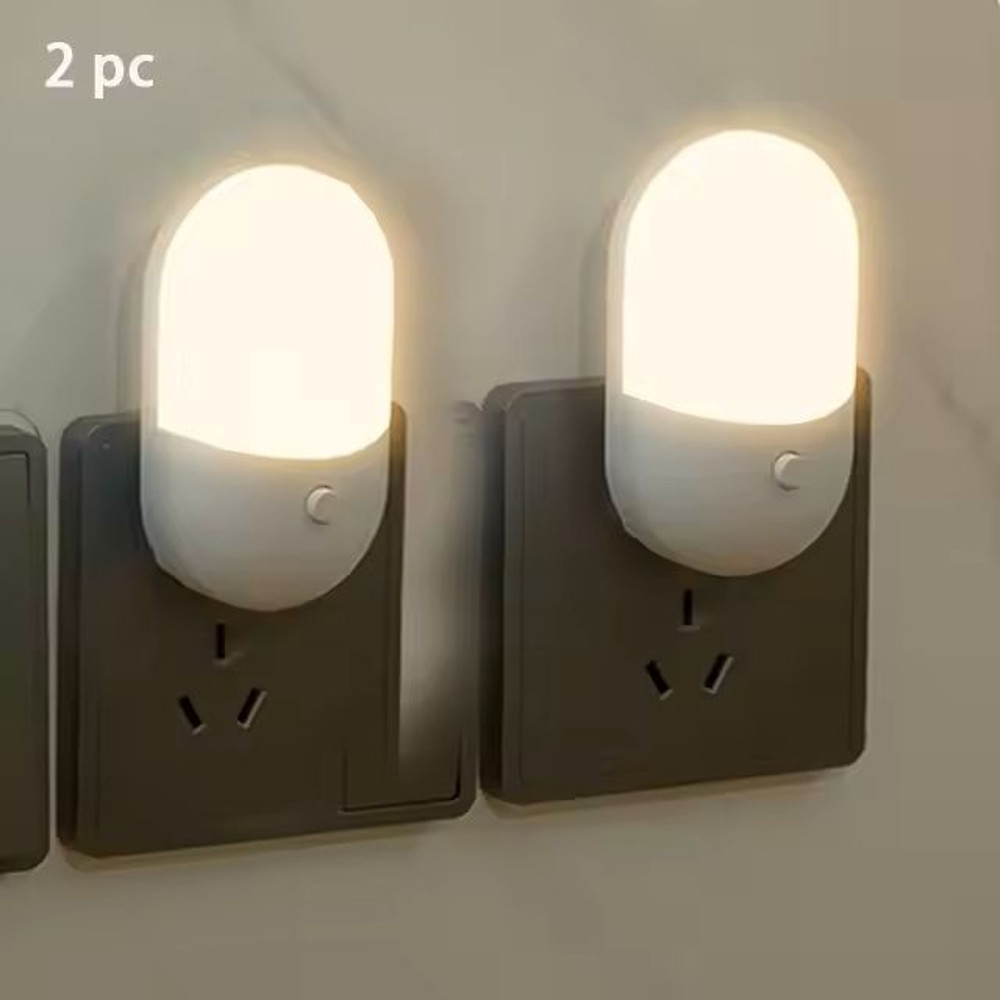 2PCS LED Mini Night Light PlugIn EyeProtection Bedside Lamp For Baby Feeding Bedroom Desktop Deco 1