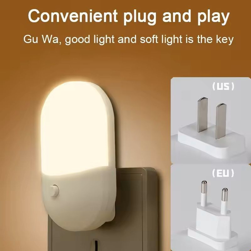 2PCS LED Mini Night Light PlugIn EyeProtection Bedside Lamp For Baby Feeding Bedroom Desktop Deco 2