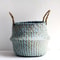 Boho Wicker Storage Basket Handmade Collapsible Seaweed Laundry Flower Pot Basket 1