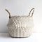 Boho Wicker Storage Basket Handmade Collapsible Seaweed Laundry Flower Pot Basket 3