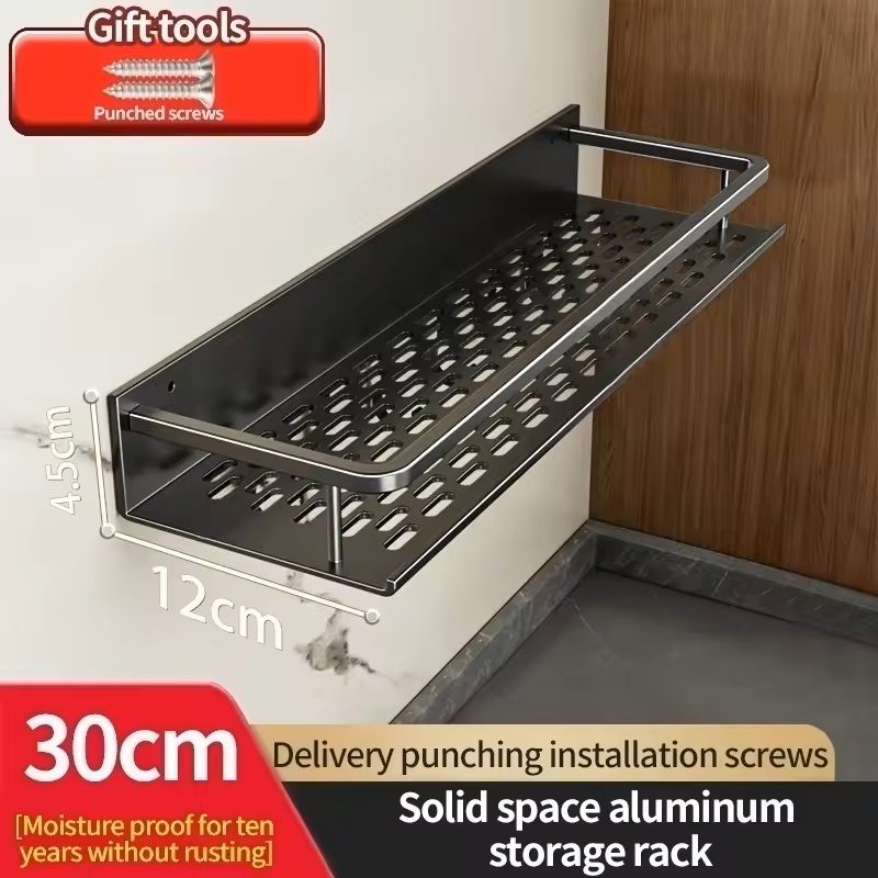 Aluminum WallMounted Kitchen Bathroom Storage Organizer Shelf 1
