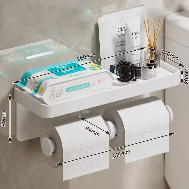 Stainless Alloy NoDrill WallMounted Toilet Paper Tissue Holder Rack 5