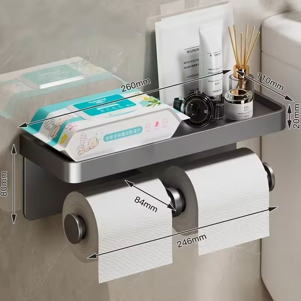 Stainless Alloy NoDrill WallMounted Toilet Paper Tissue Holder Rack 12