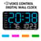 Large LED Digital Wall Clock USB Powered Remote Control With Temperature Date Week Display Dual 8