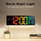Large LED Digital Wall Clock 16 Inches Big Display With Remote 8 RGB Colors Alarm Temperature 0