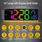 Large LED Digital Wall Clock 16 Inches Big Display With Remote 8 RGB Colors Alarm Temperature 3
