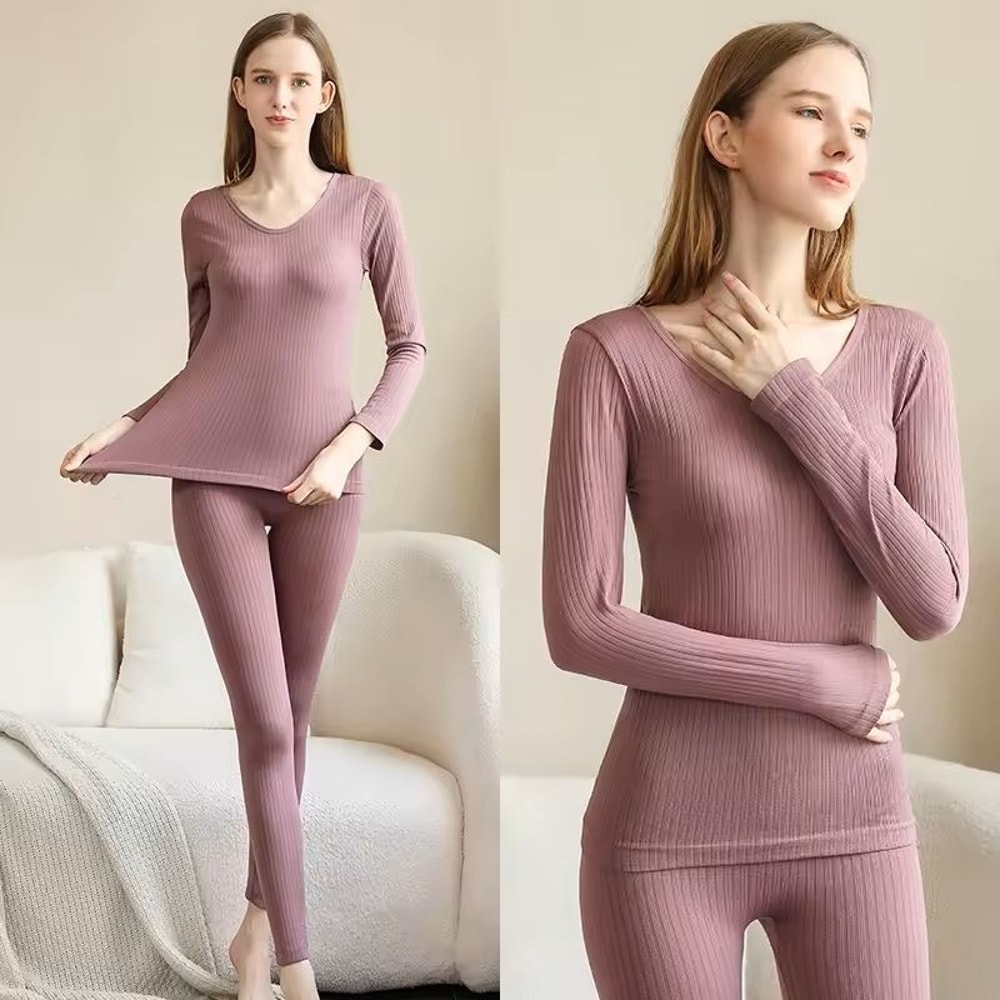 Womens Thermal Shaping Underwear Set Long Johns Base Layer For Winter Warmth 5