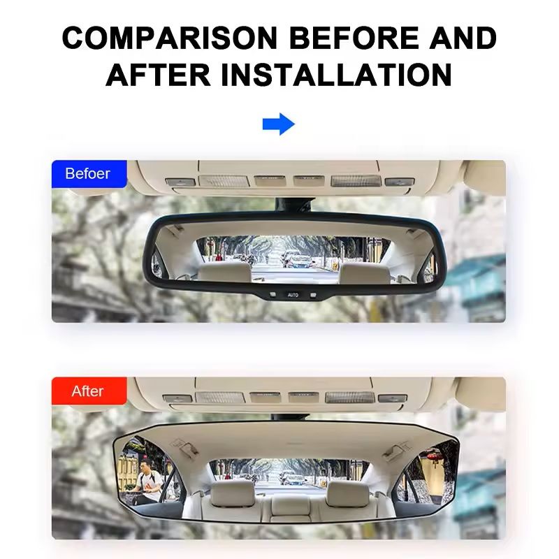 WideAngle Rearview Mirror 30 Cm Times 9 Cm Large Vision HD Glass Universal Auto Replacement Mirror 3