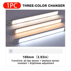 usb-rechargeable 3-color sensor car light bar automatic induction led lamp for trunk, floor & interior